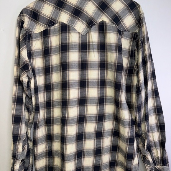 Ariat Men's Navy and Cream Plaid Button Down Shirt - Picture 4 of 7